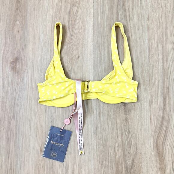 NWT House‎ of CB Mariposa Yellow White Floral Print Bikini Top Size Small - Picture 3 of 5